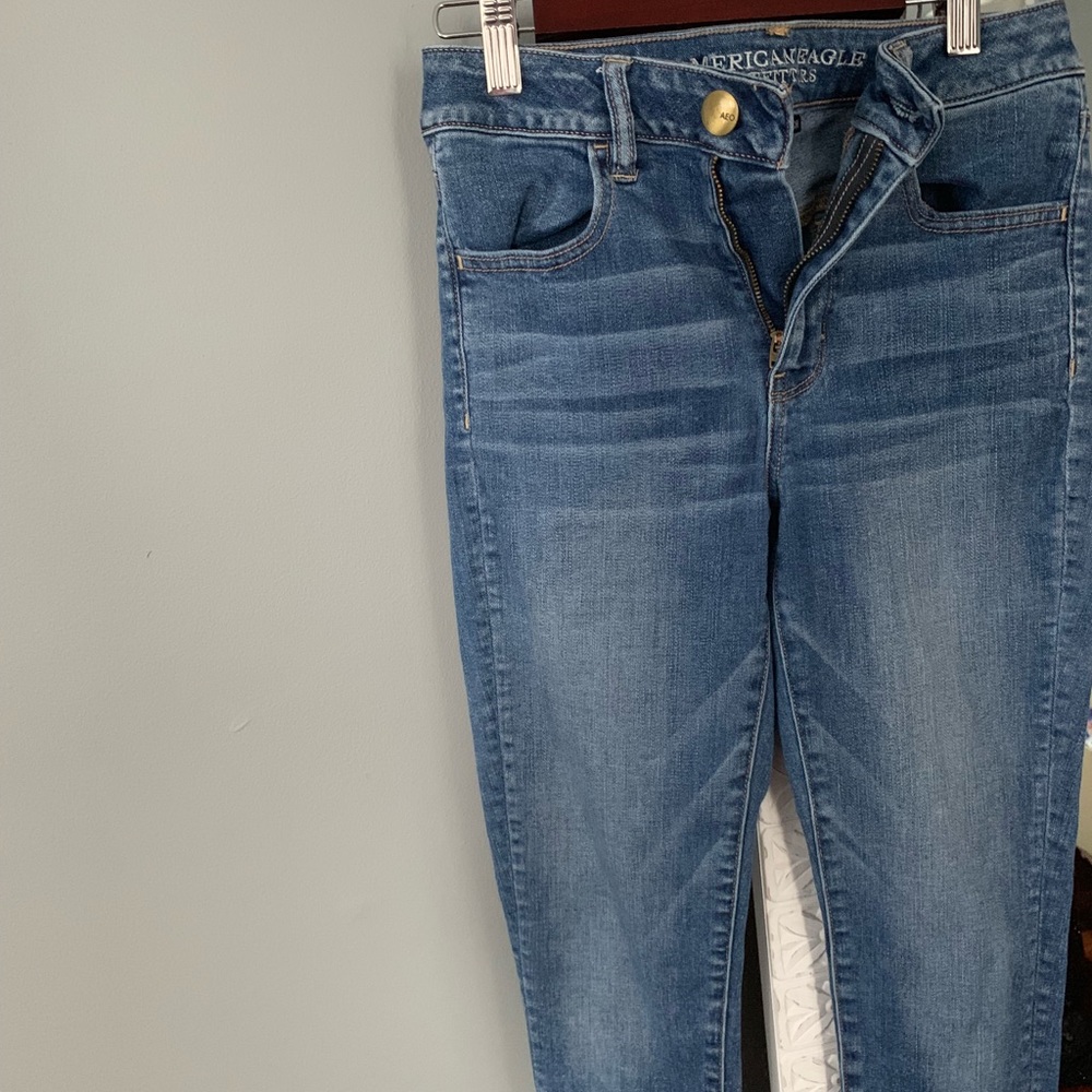 Light blue super stretch skinny jeans.